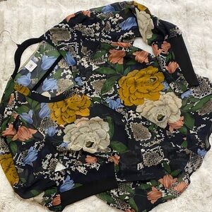 CAbi Vibrant Floral and Snake Print blouse